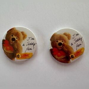 Steiff Molly Teddy Bear Pins Buttons Fan Club Lot of 2